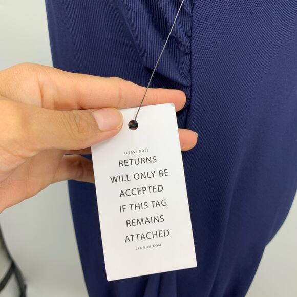 Eloquii Dress Womens 16 Nautical Ruched Ribbed Stretch Sleeveless Mock Neck Midi - Picture 6 of 14